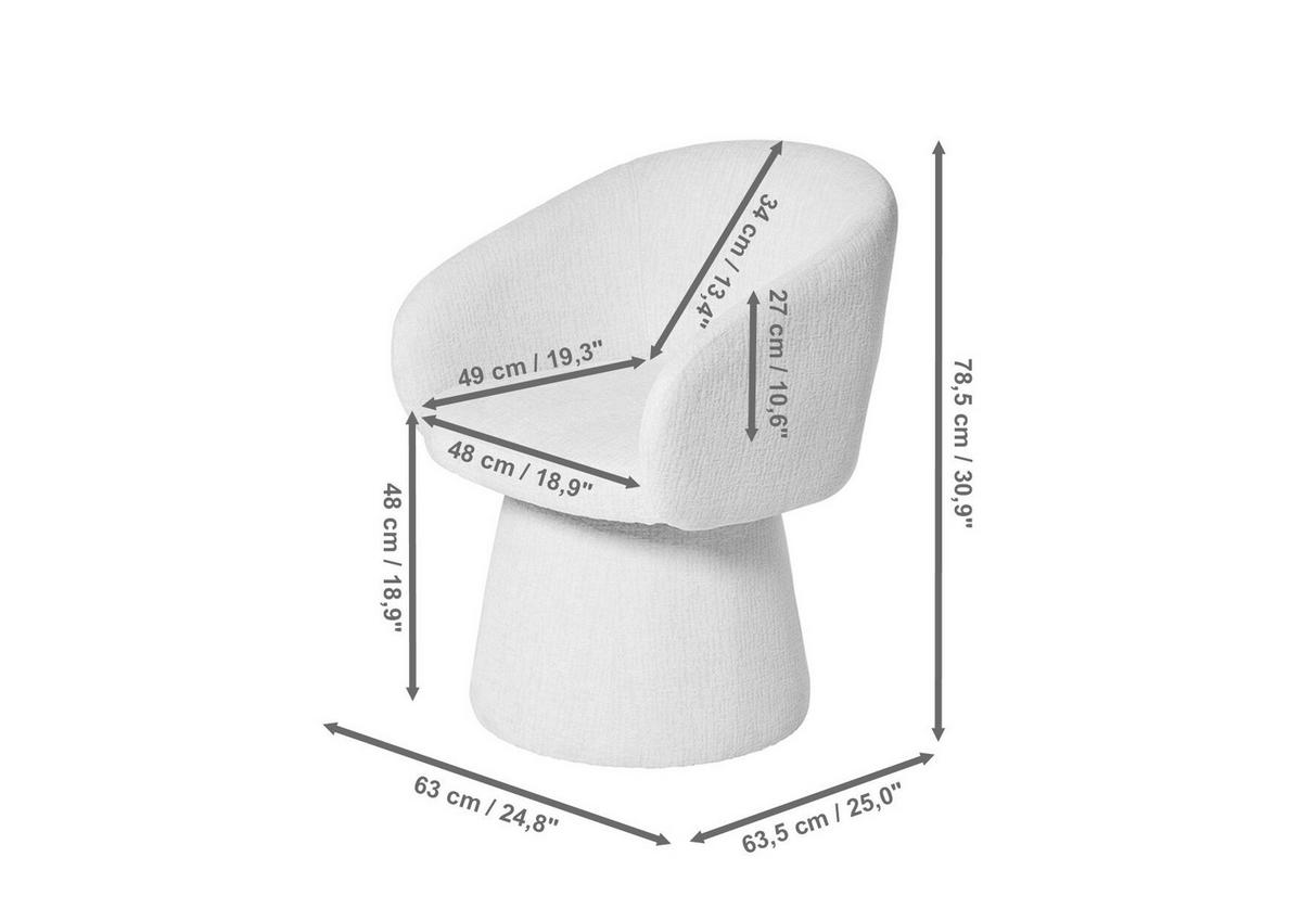 ARMLEHNSTUHL  Sitzfläche 360° drehbar, inklusive Armlehnen Bouclé  Weiss  - Weiss, Modern, Holz/Textil (63/78,5/63,5cm) - MID.YOU