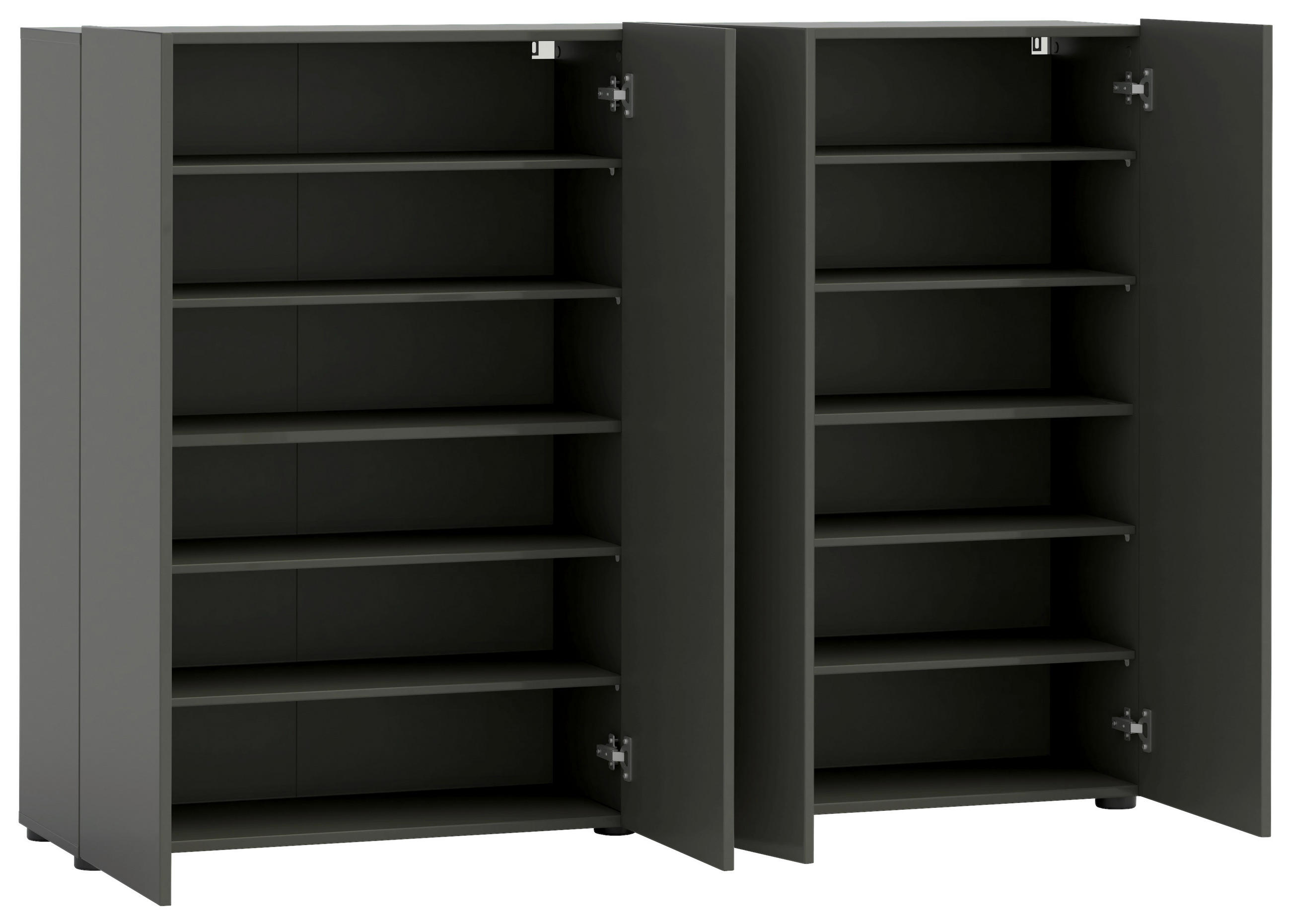 SCHUHSCHRANK in 160/115/34 cm - Anthrazit/Schwarz, Design, Holzwerkstoff/Kunststoff (160/115/34cm) - Xora