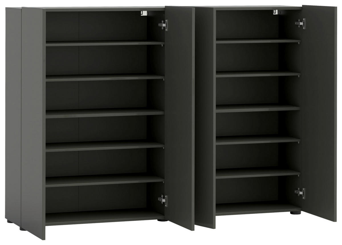 SCHUHSCHRANK Anthrazit  - Anthrazit/Schwarz, Design, Holzwerkstoff/Kunststoff (160/115/34cm) - Xora