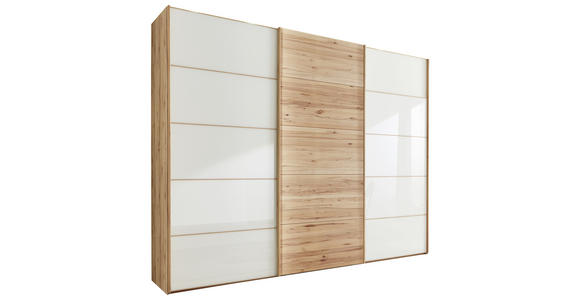 SCHWEBETÜRENSCHRANK 300/236/67 cm 3-türig  - Buchefarben/Weiß, Natur, Glas/Holz (300/236/67cm) - Linea Natura