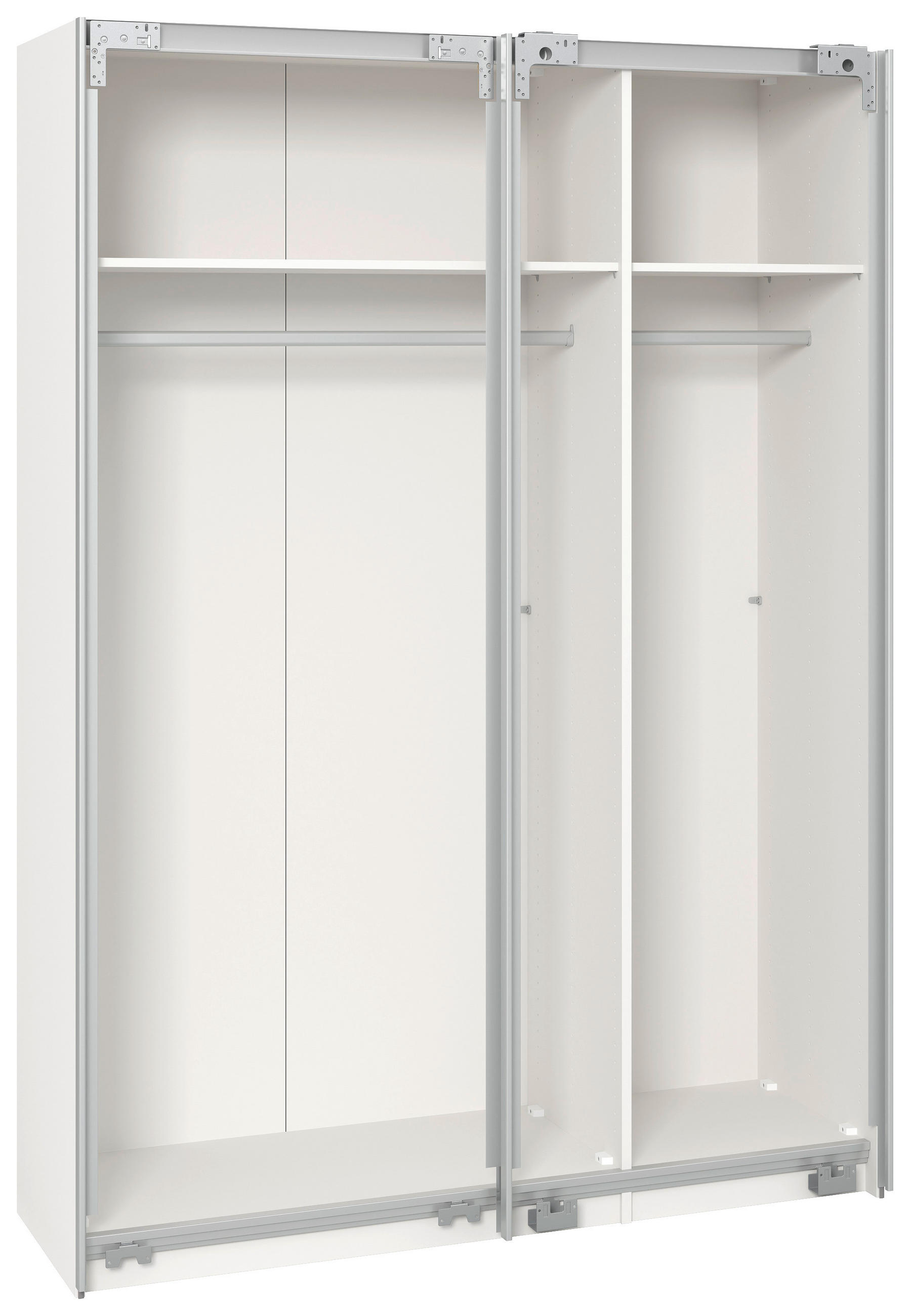 SCHWEBETÜRENSCHRANK 152/236/65 cm 2-türig Weiß  - Edelstahlfarben/Weiß, Design, Glas/Holzwerkstoff (152/236/65cm) - Boxxx