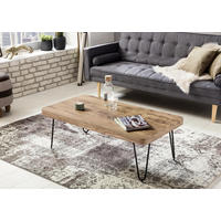COUCHTISCH Akazie massiv 115/60/40 cm rechteckig Akaziefarben  - Schwarz/Akaziefarben, Design, Holz/Metall (115/60/40cm) - MID.YOU