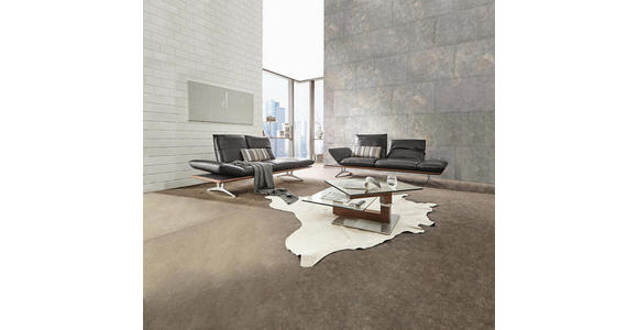 2,5-SITZER Echtleder Schwarz - Schwarz/Nickelfarben, Design, Leder (236/73-93/92-123cm) - Dieter Knoll