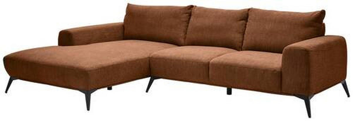 ECKSOFA in Webstoff Braun  - Schwarz/Braun, Design, Textil/Metall (187/298cm) - Stylife