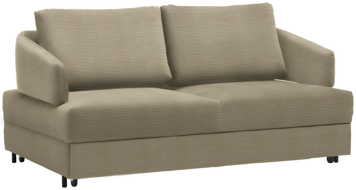 SCHLAFSOFA in Textil Beige  - Beige/Schwarz, Design, Textil/Metall (172/76-89/112-120cm) - Bali
