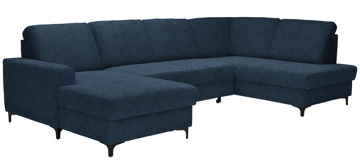 WOHNLANDSCHAFT in Webstoff Dunkelblau  - Schwarz/Dunkelblau, Konventionell, Textil/Metall (167/317/185cm) - Stylife
