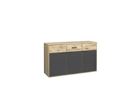 KOMODA, dub, dub bianco, 149/89/44 cm - čierna/dub bianco, Natur, drevo/kompozitné drevo (149/89/44cm) - Linea Natura