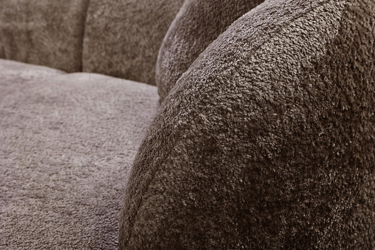ECKSOFA in Bouclé Braun  - Schwarz/Braun, Design, Kunststoff/Textil (143/264cm) - MID.YOU