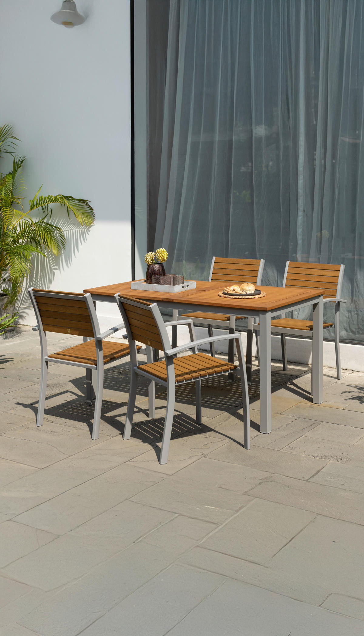 GARTENTISCH 140/74,4/79,7 cm  - Dunkelgrau/Eukalyptusholzfarben, KONVENTIONELL, Holz/Metall (140/74,4/79,7cm) - Ambia Garden