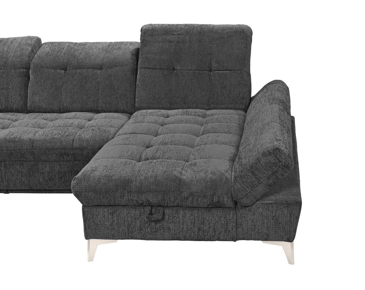 WOHNLANDSCHAFT Mikrovelours Graphitfarben  - Kaschmir/Graphitfarben, Modern, Kunststoff/Textil (245/348/168cm) - MID.YOU