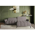 ECKSOFA Taupe Flachgewebe Rücken echt, Kopfteilverstellung, Sitztiefenverstellung  - Taupe/Schwarz, KONVENTIONELL, Textil/Metall (272/175cm) - Carryhome