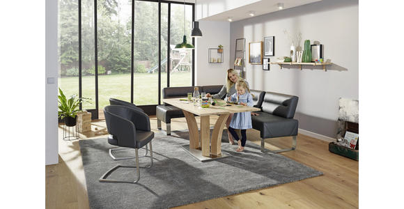 ECKBANK 171/236 cm in Graphitfarben, Edelstahlfarben - Edelstahlfarben/Dunkelgrau, Design, Leder/Metall (171/236cm) - Dieter Knoll