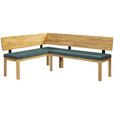 ECKBANK 155/195 cm Webstoff Türkis, Eichefarben Eiche vollmassiv   - Türkis/Eichefarben, KONVENTIONELL, Holz/Textil (155/195cm) - Linea Natura