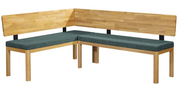 ECKBANK 155/195 cm Webstoff Türkis, Eichefarben Eiche vollmassiv   - Türkis/Eichefarben, KONVENTIONELL, Holz/Textil (155/195cm) - Linea Natura