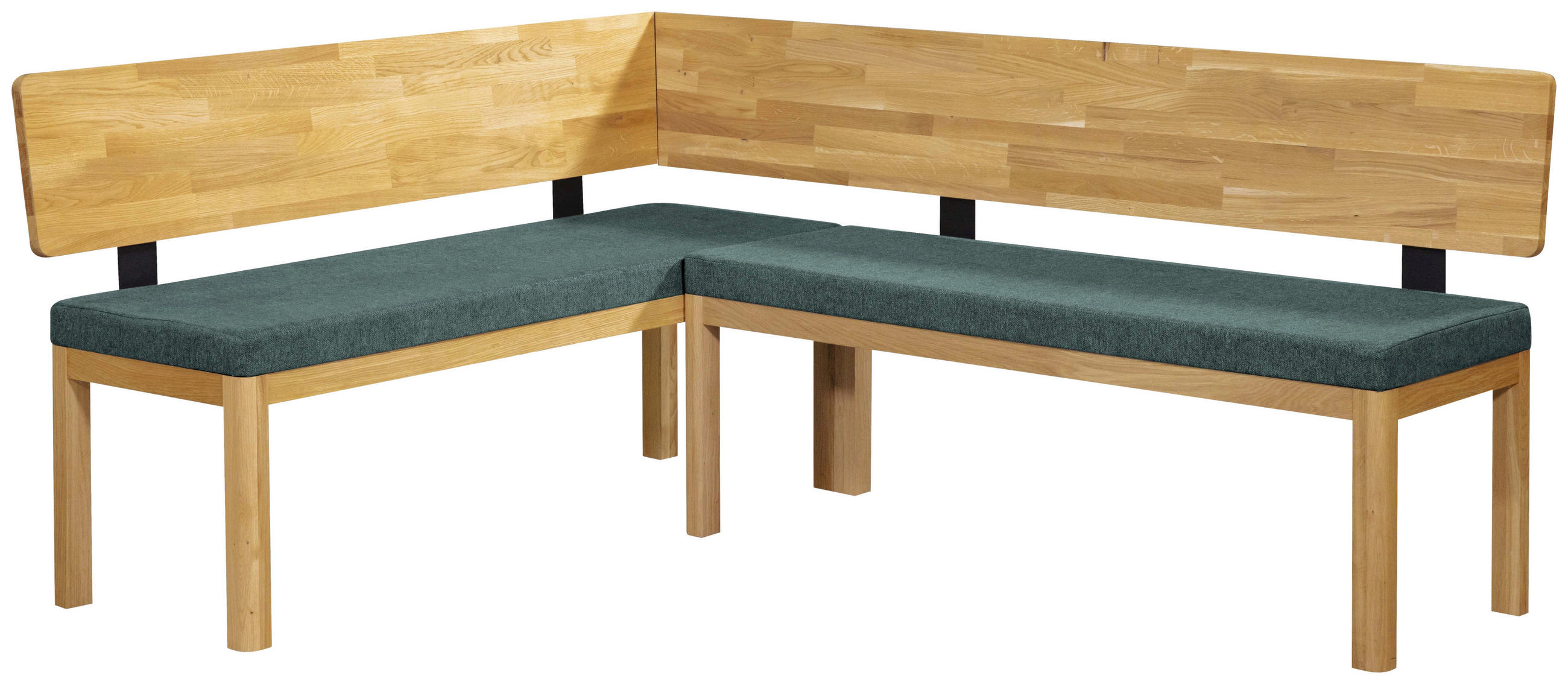 Thumbnail - Linea Natura Eckbank, Türkis, Eiche, Holz, Textil, Eiche, vollmassiv, 4-Sitzer, Eckteil, L-Form, 208x171 cm, Stoffauswah...