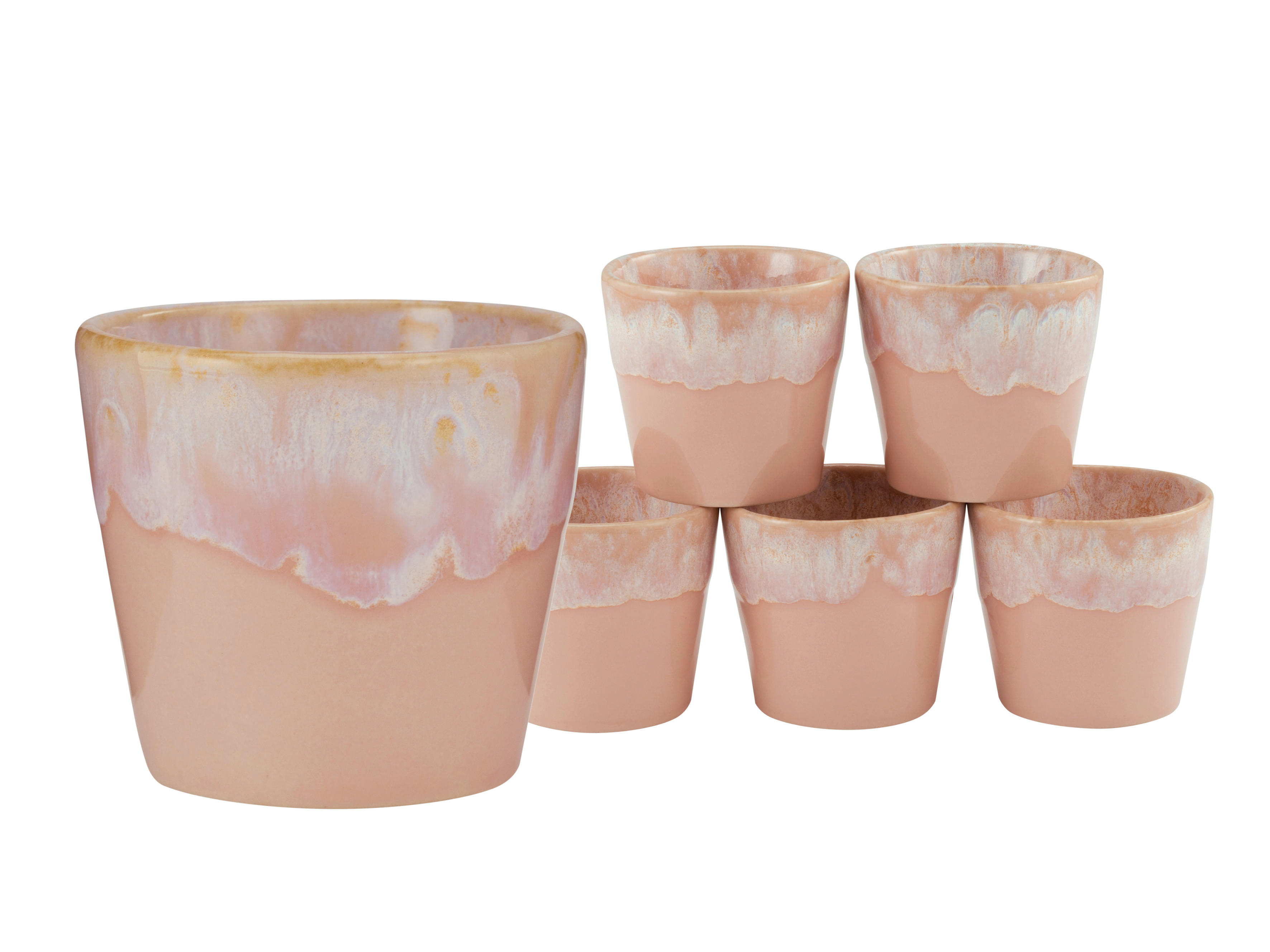 Espresso Becher 6er Set 6-teilig Keramik Steinzeug Rosa  - Rosa, Basics, Keramik (30/22/15cm) - Creatable