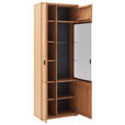 VITRINE  in furniert, massiv Wildeiche Wildeiche - Wildeiche/Anthrazit, Natur, Glas/Holz (75/209/37cm) - Linea Natura