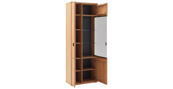VITRINE  in furniert, massiv Wildeiche Wildeiche - Wildeiche/Anthrazit, Natur, Glas/Holz (75/209/37cm) - Linea Natura