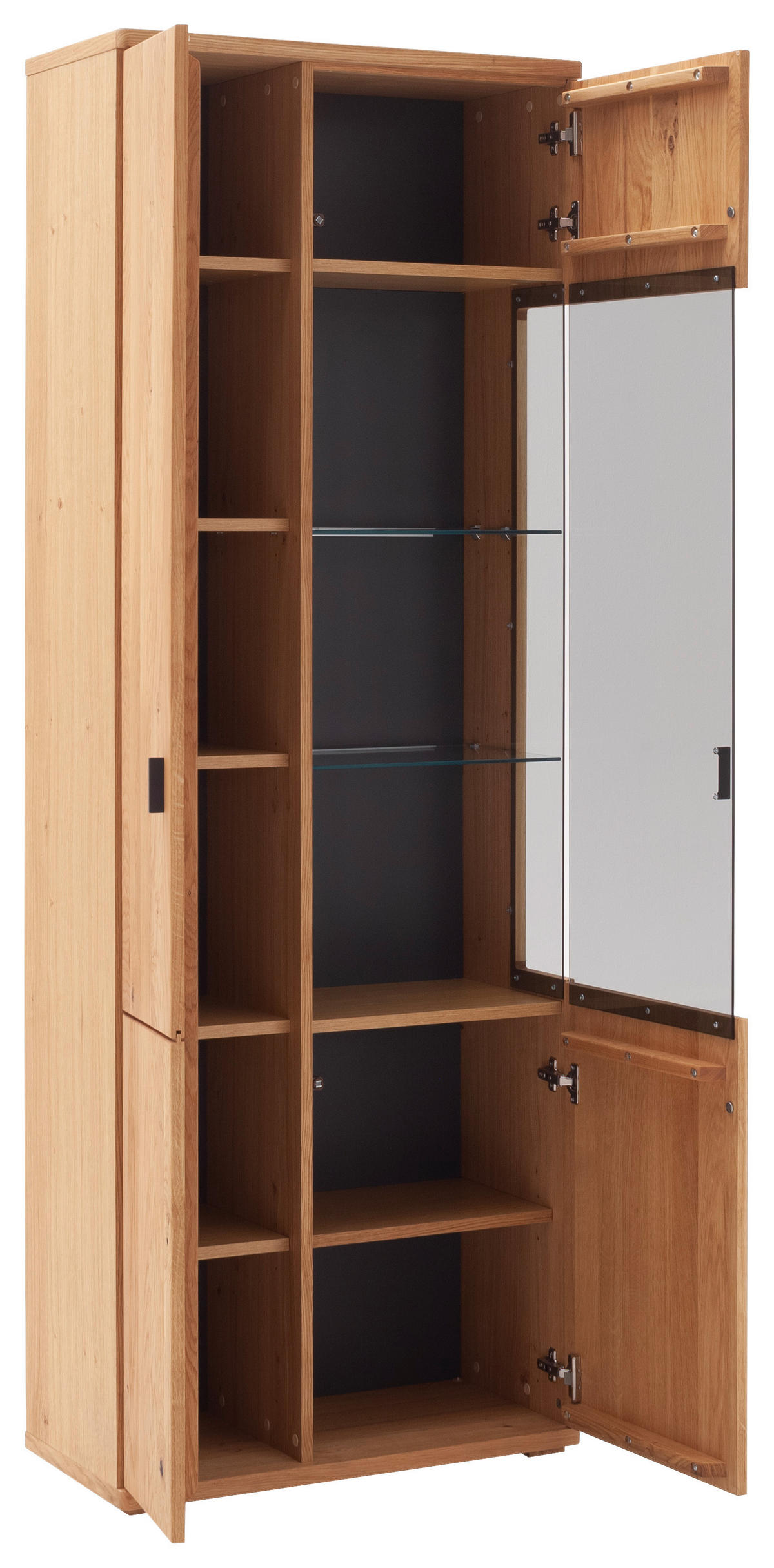 VITRINE Wildeiche  75/209/37 cm  - Wildeiche/Anthrazit, Natur, Glas/Holz (75/209/37cm) - Linea Natura