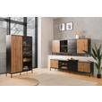 SIDEBOARD  in 205,8/81/38 cm  - Eiche Wotan/Schwarz, KONVENTIONELL, Glas/Holzwerkstoff (205,8/81/38cm) - Xora