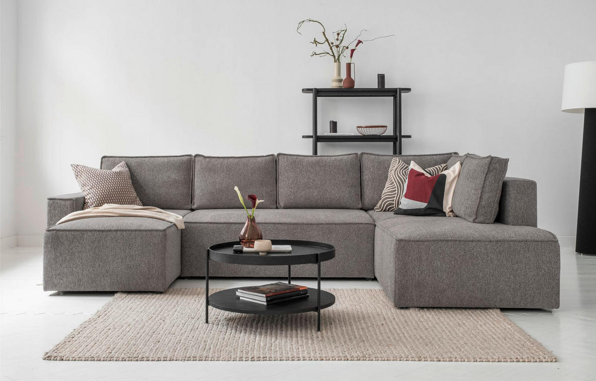 SJEDEĆA GARNITURA tekstil  siva   - bijela/siva, Design, tekstil/plastika (156/322/194cm) - MID.YOU