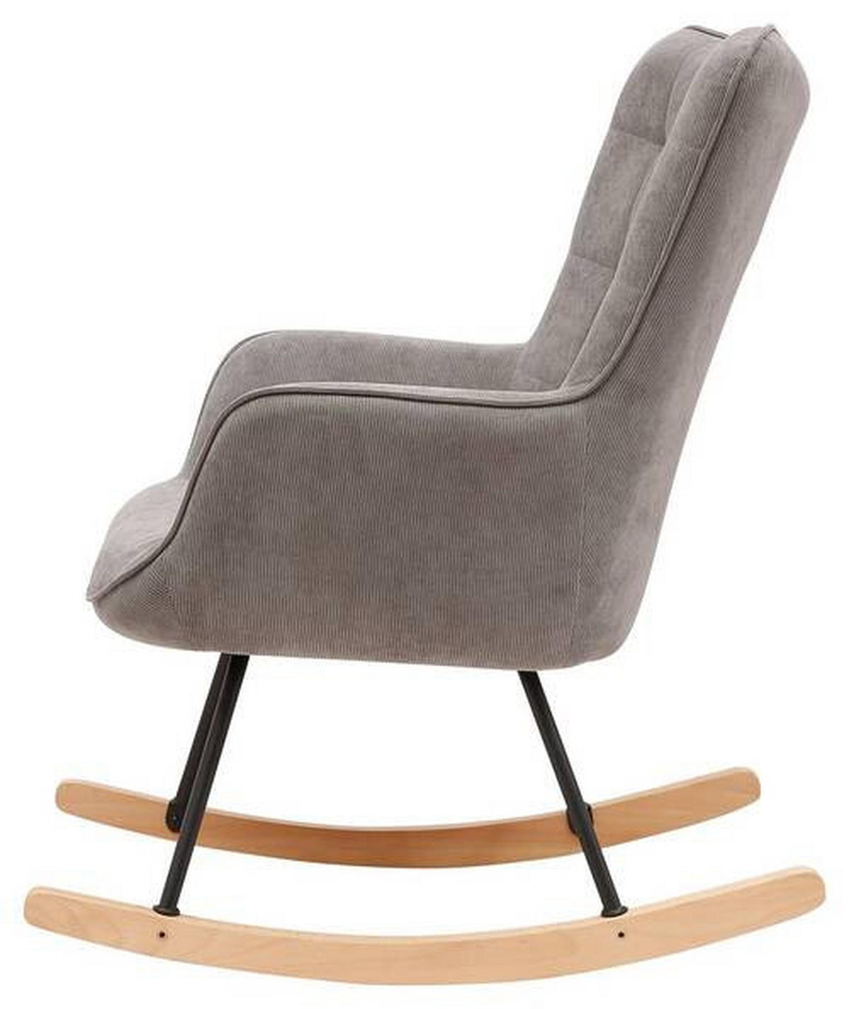 SCHAUKELSESSEL Cord Grau    - Buchefarben/Schwarz, MODERN, Holz/Textil (72/92/92cm) - MID.YOU
