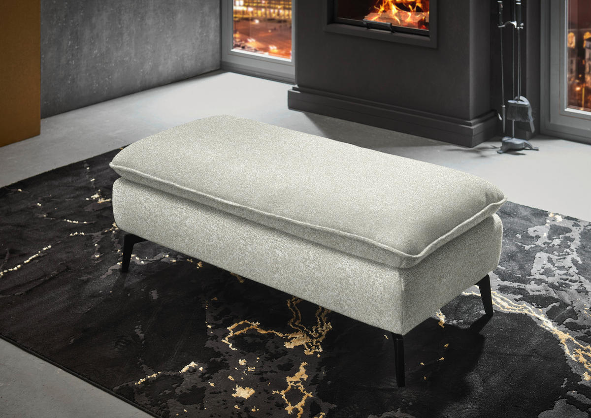 HOCKER in Textil Naturfarben  - Schwarz/Naturfarben, Design, Textil/Metall (130/46/65cm) - Valdera