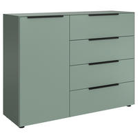 KOMMODE , 120/97/38 cm, 4 Schublade(n)  - Salbeigrün/Schwarz, Design, Holzwerkstoff/Kunststoff (120/97/38cm) - Lomoco