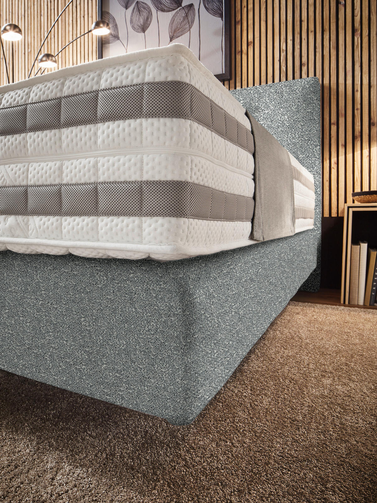 BOXSPRINGBETT 160/200 cm  in Grau  - Grau, Konventionell, Holz/Textil (160/200cm) - Dieter Knoll