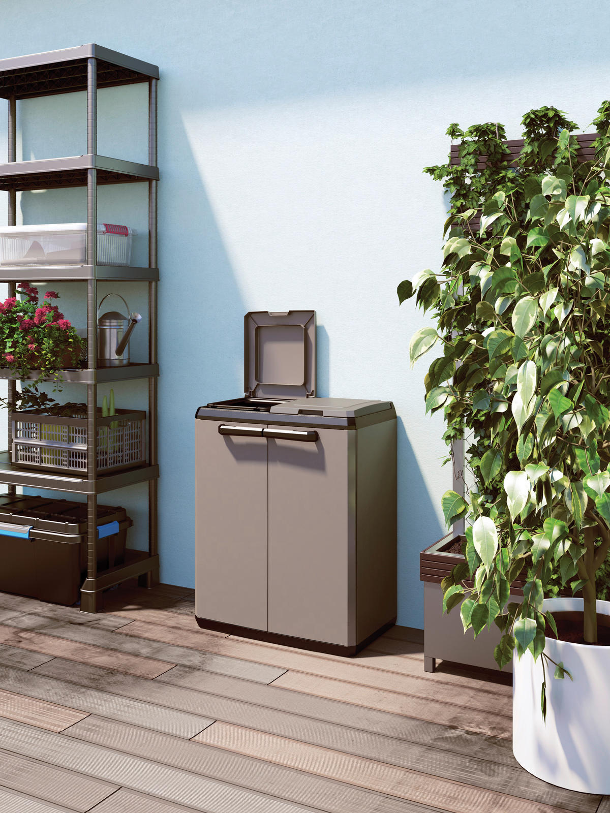MÜLLSACKSTÄNDER  - Schwarz/Grau, Design, Kunststoff (68/85/39cm) - Keter