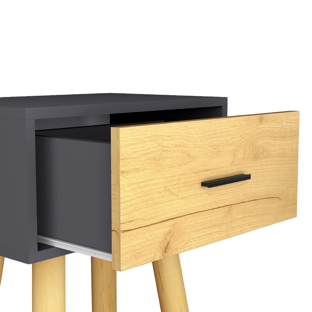 NACHTTISCH 45/56/30 cm, Anthrazit, Honigeiche,  - Honigeiche/Anthrazit, MODERN, Holzwerkstoff/Metall (45/56/30cm) - Livetastic