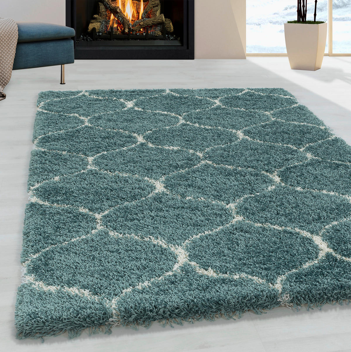 PREPROGA Z VISOKIM FLOROM Salsa 3201 Blau  280/370 cm  tkano  modra  - modra, Design, tekstil (280/370cm)