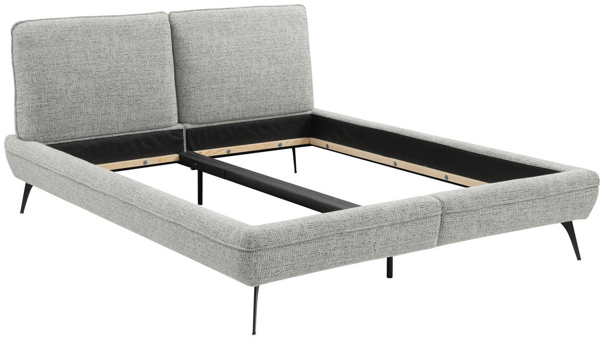 Pat Tapițat, 160/200 cm, gri - culoare natur/negru, Modern, lemn/metal (160/200cm) - Voleo