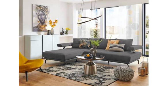 ECKSOFA in Mikrofaser Grau 224/305 cm - Schwarz/Grau, Design, Textil/Metall (224/305cm) - Dieter Knoll