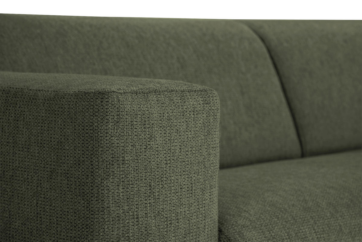 3-SITZER-SOFA OSLO_LZ Webstoff Grün  - Schwarz/Grün, Design, Holz/Textil (218/77/93cm) - MID.YOU