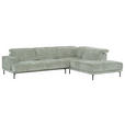 ECKSOFA Mintgrün Chenille Kopfteilverstellung, Sitztiefenverstellung  - Schwarz/Mintgrün, Design, Textil/Metall (307/243cm) - Xora