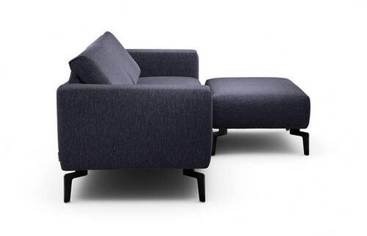 2,5-Sitzer inkl. Hocker in Chenille Blau  - Blau/Schwarz, Design, Textil/Metall (220/86/86-94cm) - SENSOO