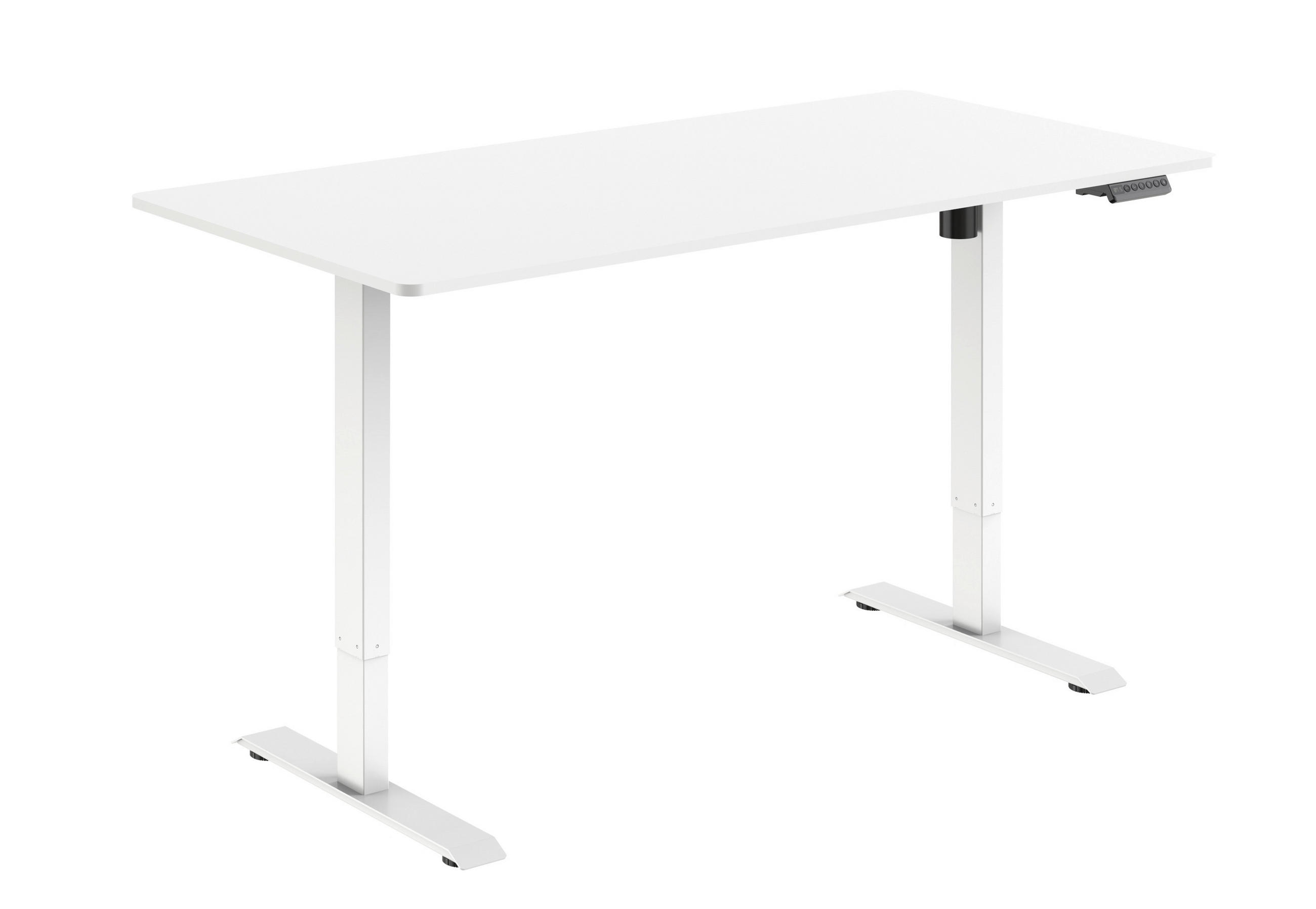 SCHREIBTISCH 160/80/73-123 cm Weiß höhenverstellbar  - Weiß, MODERN, Holzwerkstoff/Metall (160/80/73-123cm) - Livetastic