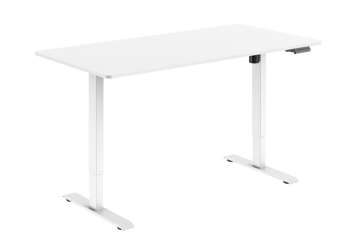 SCHREIBTISCH 160/80/73-123 cm Weiß höhenverstellbar elektrisch höhenverstellbar  - Weiß, MODERN, Holzwerkstoff/Metall (160/80/73-123cm) - Livetastic