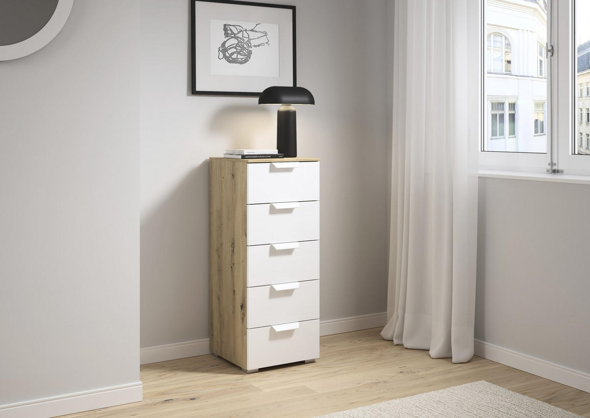 KOMMODE  in 40/100/35 cm  - Weiß/Eiche Artisan, Design, Holzwerkstoff/Metall (40/100/42cm) - Xora