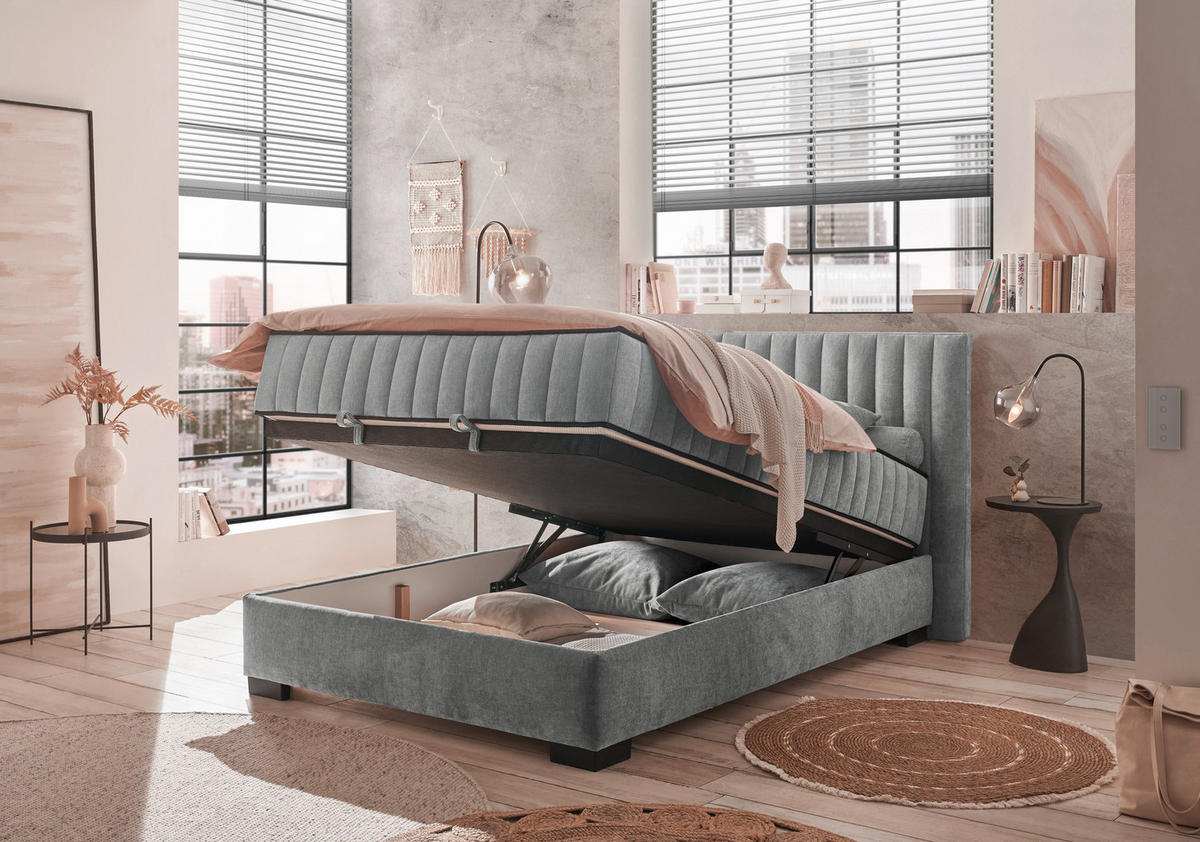 BOXBETT 140/200 cm  in Anthrazit  - Anthrazit/Schwarz, Modern, Holzwerkstoff/Kunststoff (140/200cm) - MID.YOU