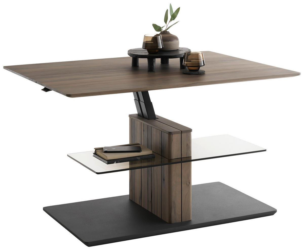 COUCHTISCH in Holz, Glas 110/80/47-62 cm  - Anthrazit/Buchefarben, Design, Glas/Holz (110/80/47-62cm) - Johann Jakob