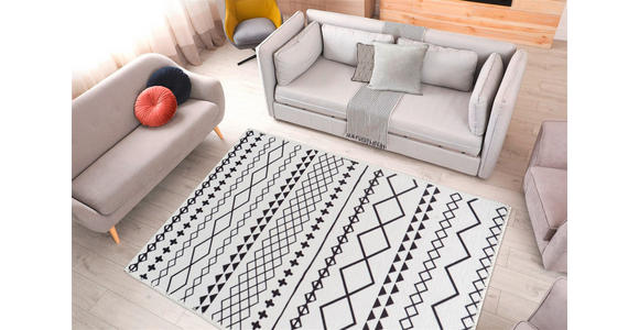FLACHWEBETEPPICH 120/180 cm Maya 425 Weiß / Schwarz Schwarz, Weiß  - Schwarz/Weiß, Basics, Textil (120/180cm) - Novel