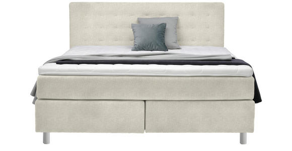 BOXSPRINGBETT 200/200 cm  in Creme  - Chromfarben/Creme, KONVENTIONELL, Kunststoff/Textil (200/200cm) - Voleo