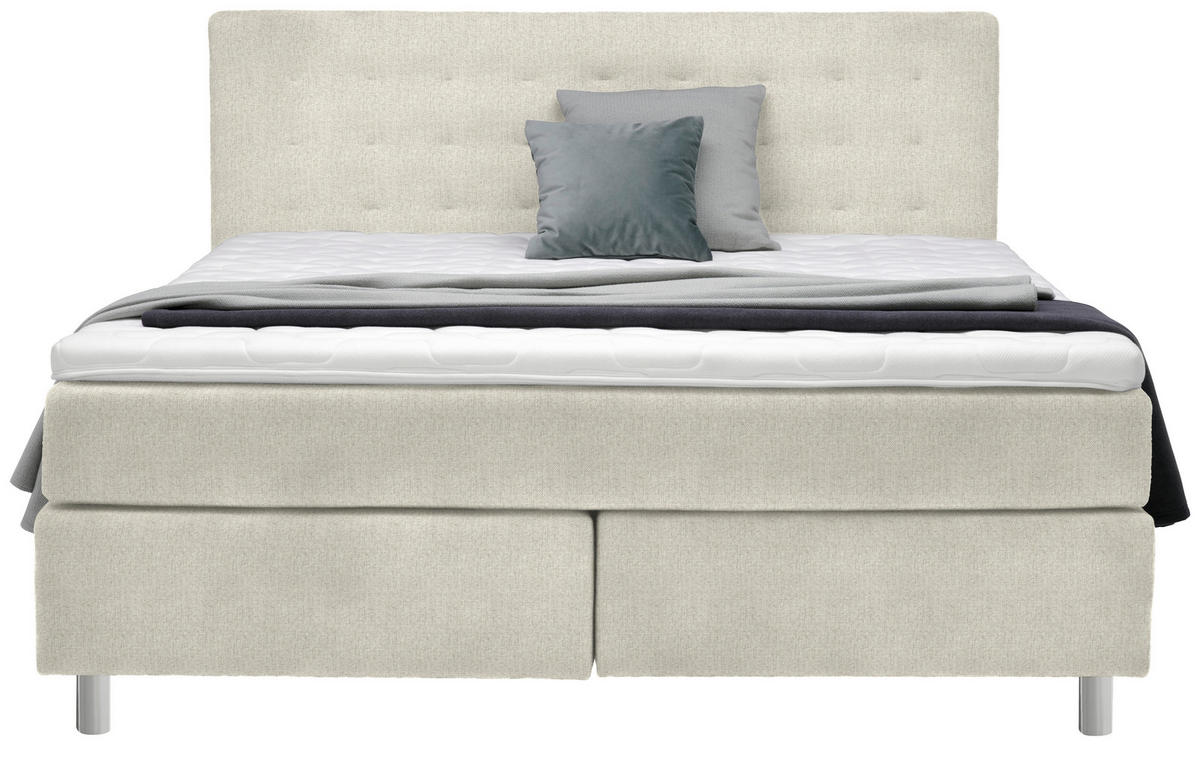 BOXSPRINGBETT 180/200 cm  in Creme  - Chromfarben/Creme, Konventionell, Kunststoff/Textil (180/200cm) - Voleo