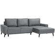 ECKSOFA in Velours Grau  - Schwarz/Grau, Basics, Holz/Textil (260/161cm) - Carryhome