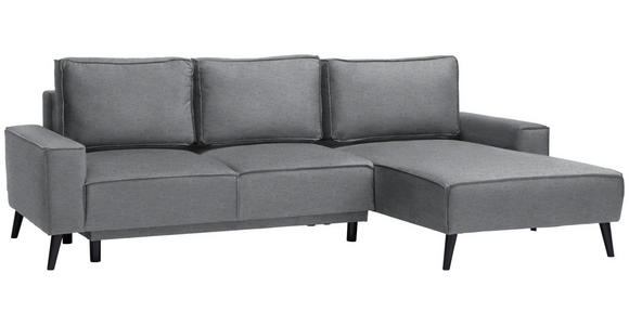 ECKSOFA in Velours Grau  - Schwarz/Grau, Basics, Holz/Textil (260/161cm) - Carryhome