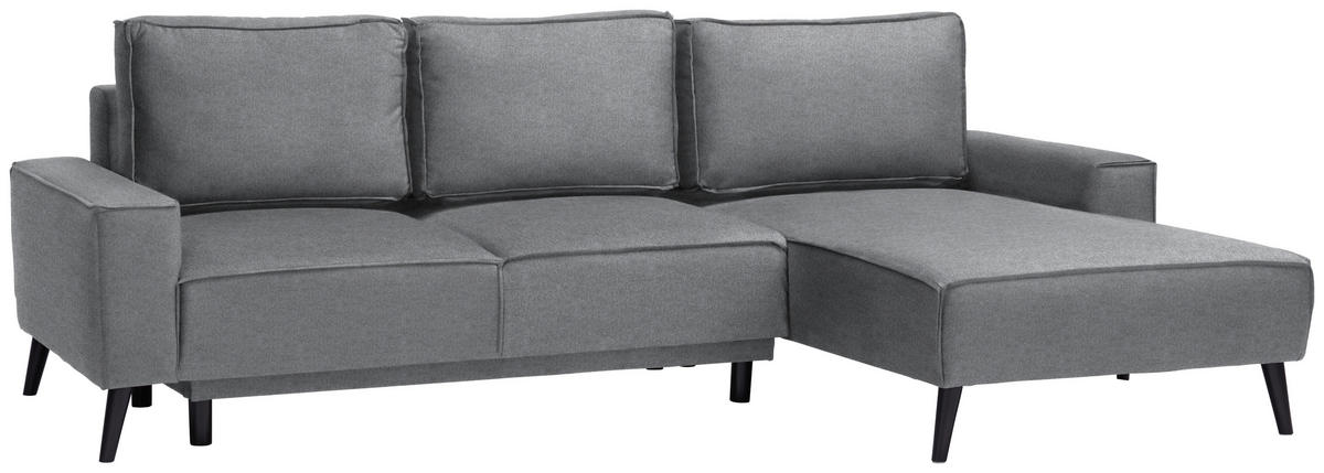 ECKSOFA in Velours Grau  - Schwarz/Grau, Basics, Holz/Textil (260/161cm) - Carryhome