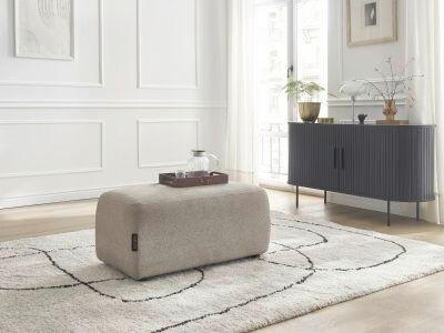 HOCKER ATILLA Flachgewebe Taupe  - Taupe/Schwarz, MODERN, Kunststoff/Textil (92/44/48cm)