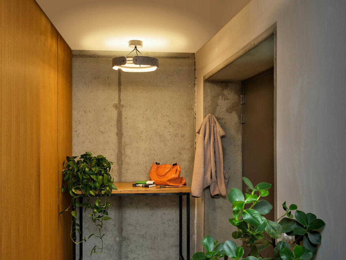 LED-DECKENLEUCHTE 43/25,5 cm   - Dunkelgrau, Basics, Kunststoff/Textil (43/25,5cm) - Osram